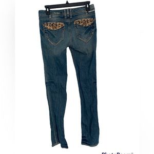 J & Company Y2K Jeans Crystals Studs Leopard Print Design Size 27